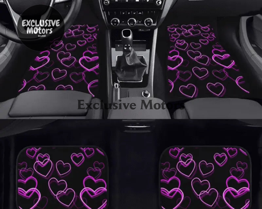 Custom Neo Pink Hearts Floor Mats