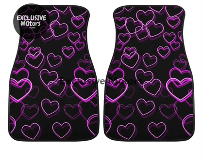Custom Neo Pink Hearts Floor Mats