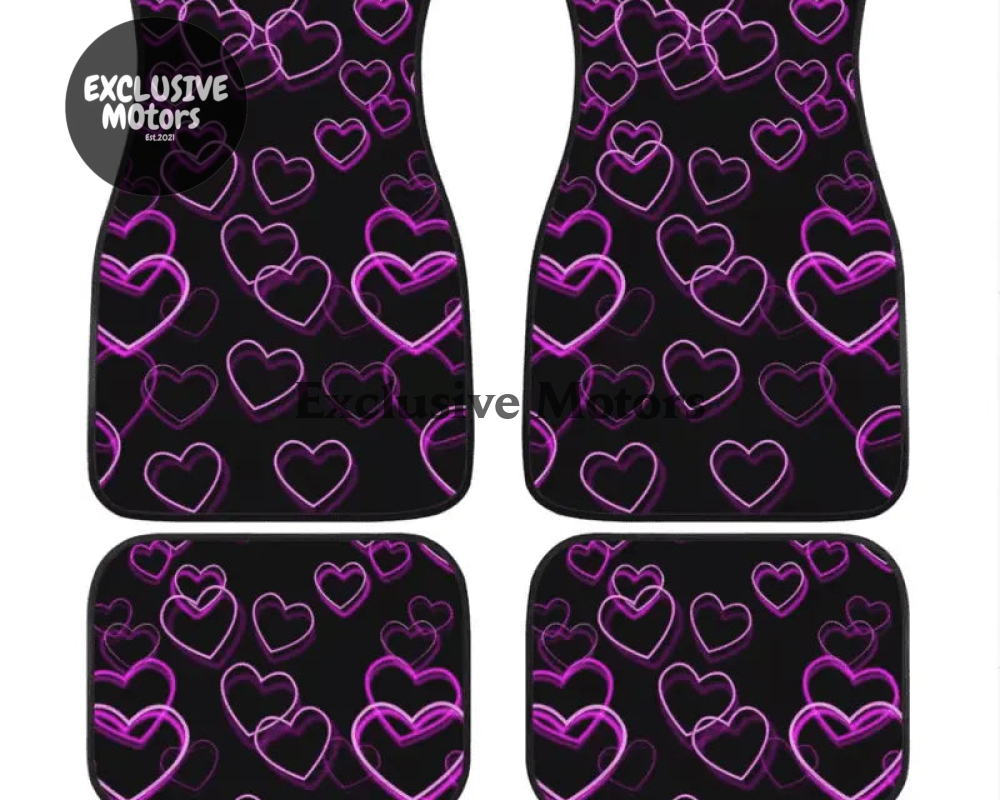 Custom Neo Pink Hearts Floor Mats