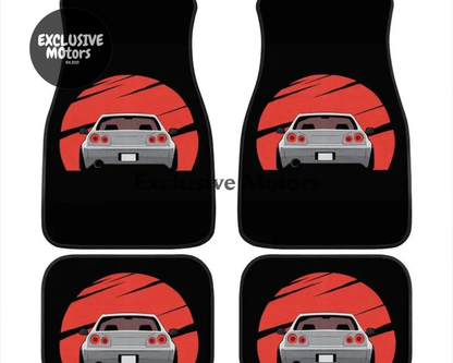 Custom R34 Skyline Japanese In To The Sun Set Floor Mats