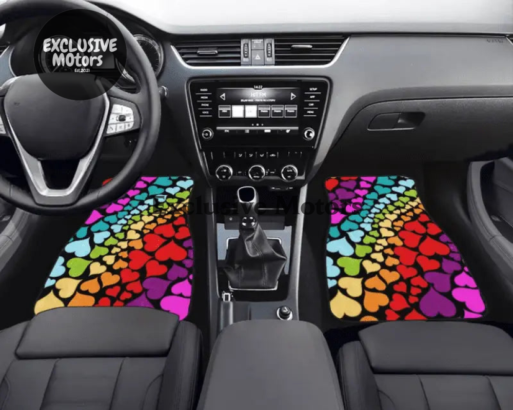 Custom Rainbow Hearts Floor Mats