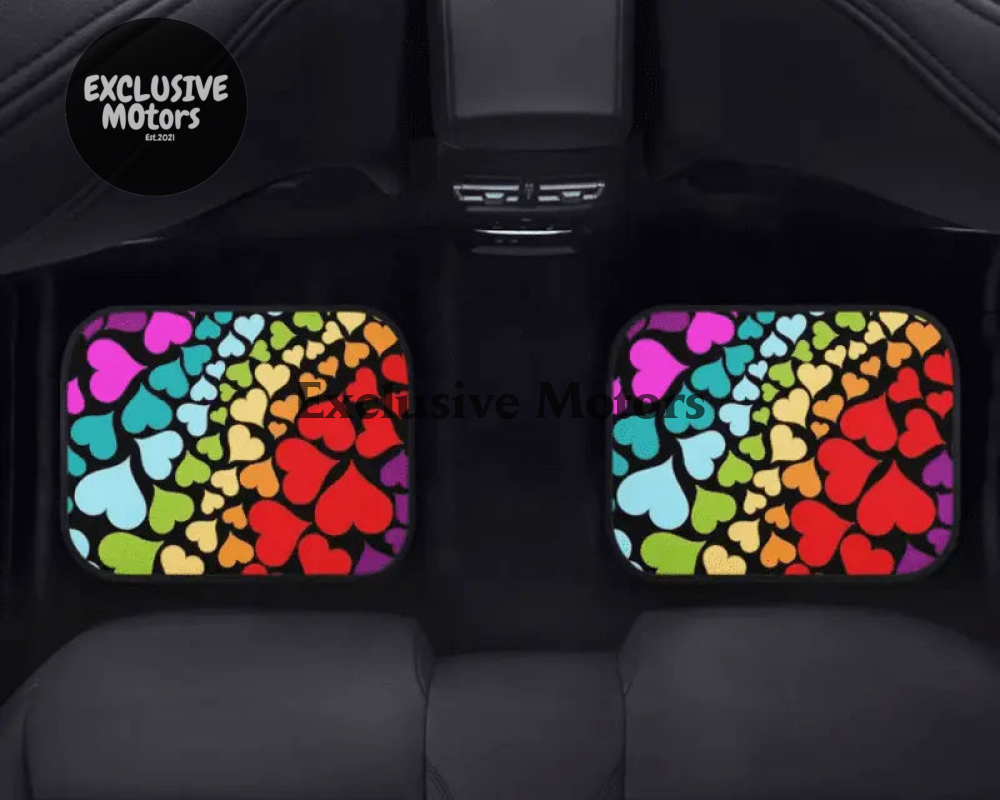 Custom Rainbow Hearts Floor Mats