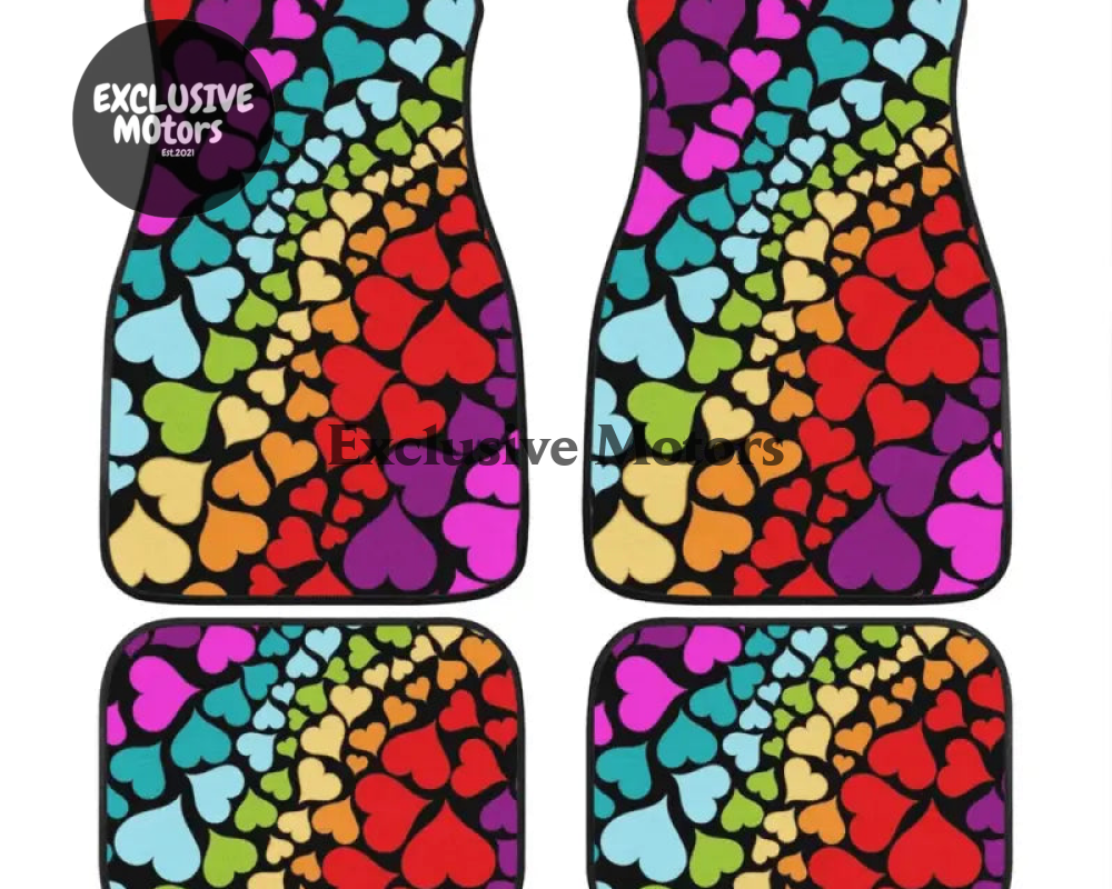 Custom Rainbow Hearts Floor Mats