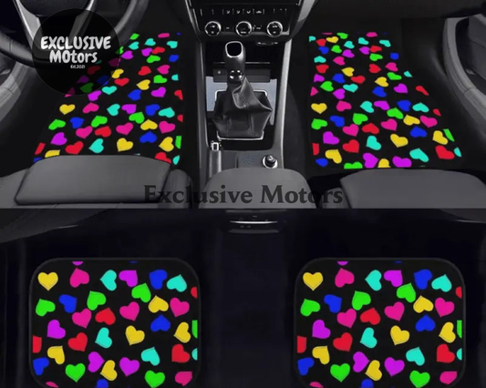 Custom Rainbow Hearts Floor Mats