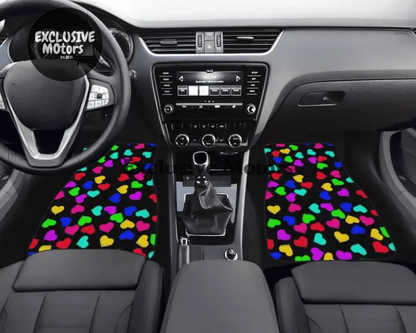 Custom Rainbow Hearts Floor Mats