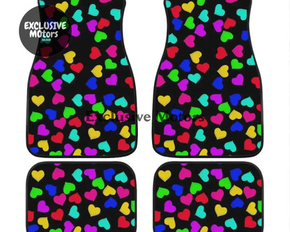 Custom Rainbow Hearts Floor Mats