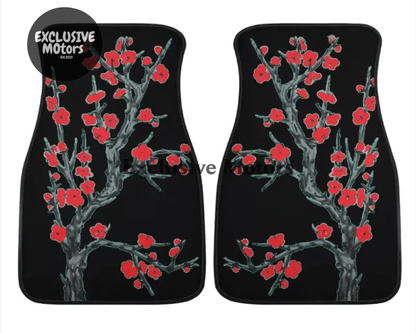 Custom Red Cherry Blossom Floor Mats