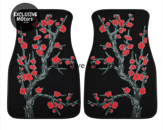 Custom Red Cherry Blossom Floor Mats
