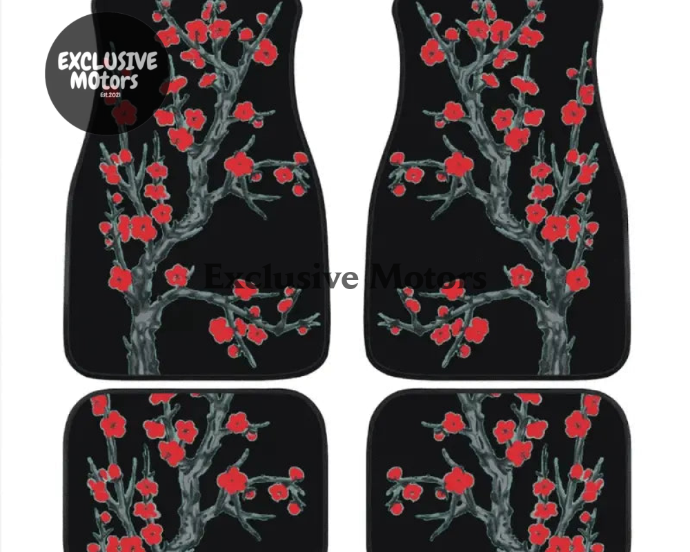 Custom Red Cherry Blossom Floor Mats