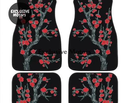 Custom Red Cherry Blossom Floor Mats