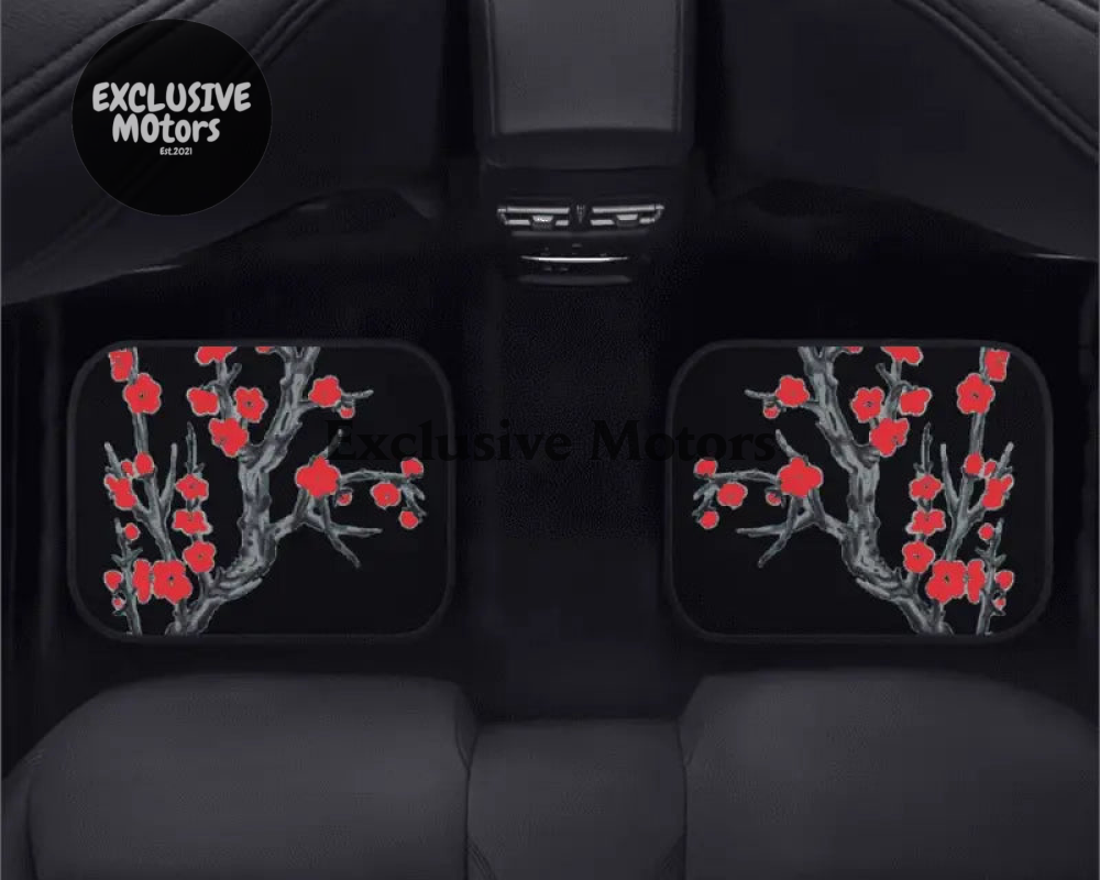 Custom Red Cherry Blossom Floor Mats