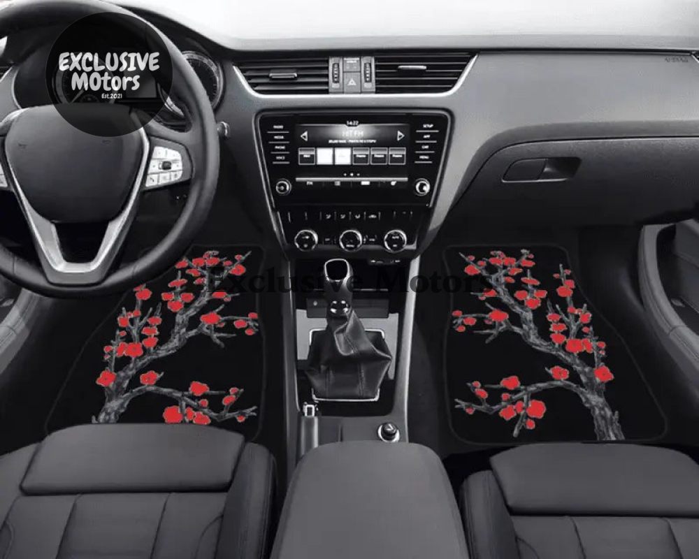 Custom Red Cherry Blossom Floor Mats