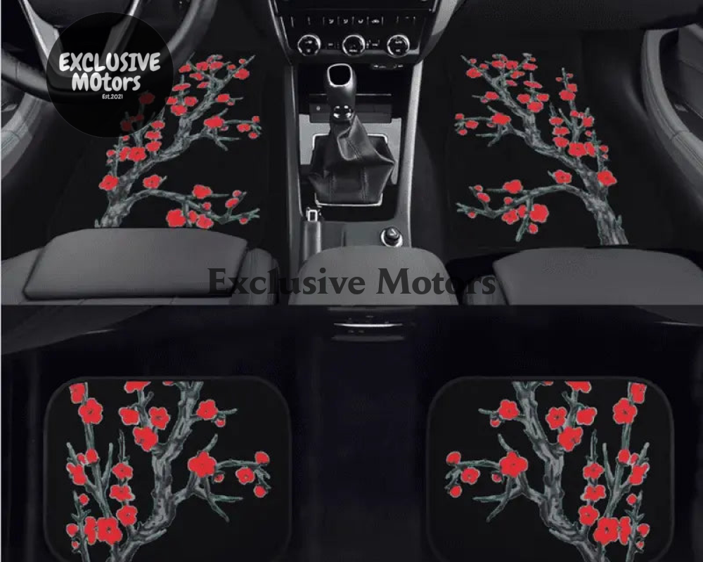 Custom Red Cherry Blossom Floor Mats