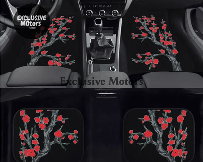 Custom Red Cherry Blossom Floor Mats