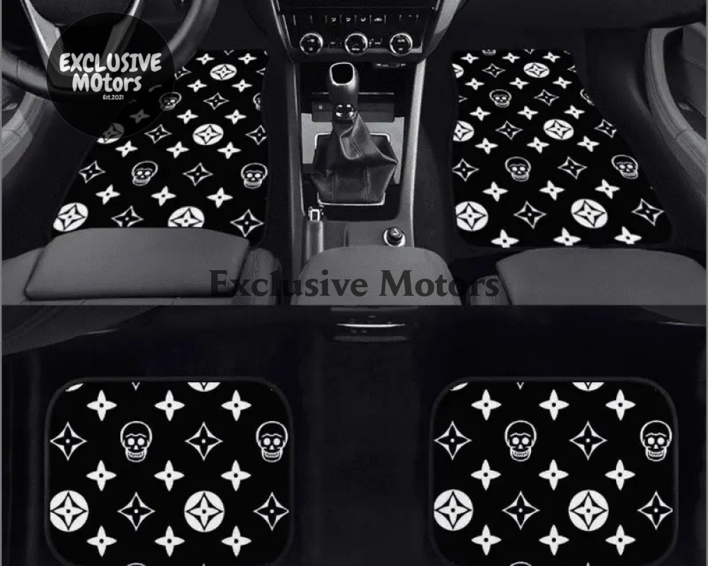 Custom Skull Shuriken Black Floor Mats