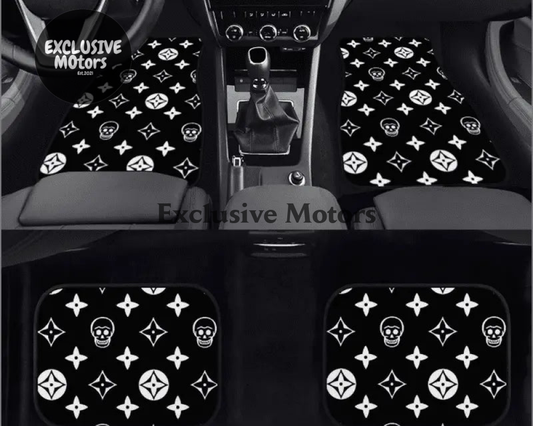 Custom Skull Shuriken Black Floor Mats