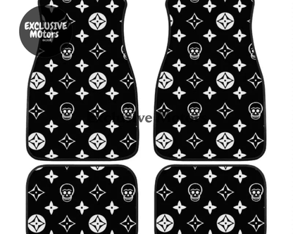 Custom Skull Shuriken Black Floor Mats