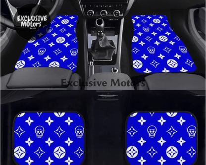 Custom Skull Shuriken Blue Floor Mats
