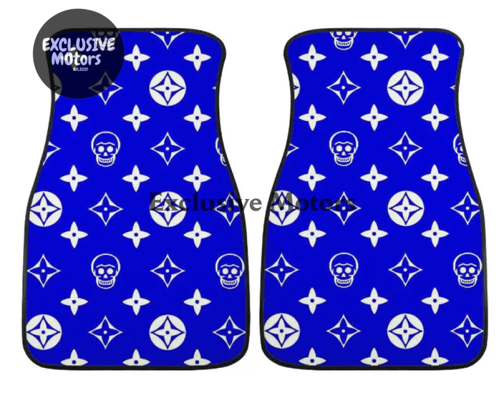 Custom Skull Shuriken Blue Floor Mats