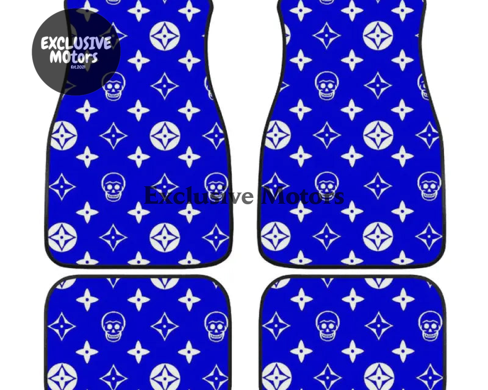 Custom Skull Shuriken Blue Floor Mats