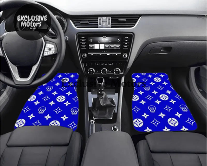 Custom Skull Shuriken Blue Floor Mats