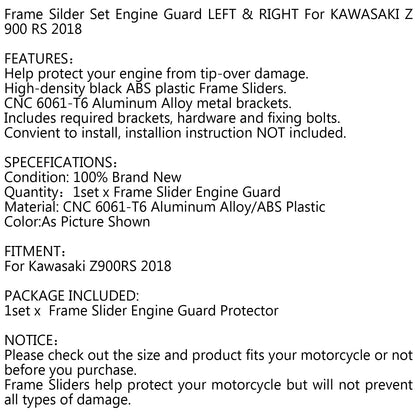 Frame Slider SET Engine Guard Protector LEFT & RIGHT For 2018 Kawasaki Z 900 RS Generic