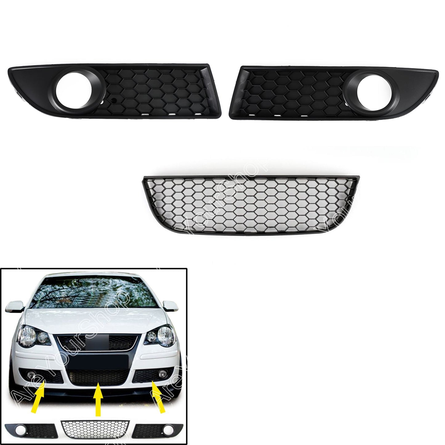 Front Lower Grille Honeycomb Style for VW Polo 9N3 GTI (2005-2009)