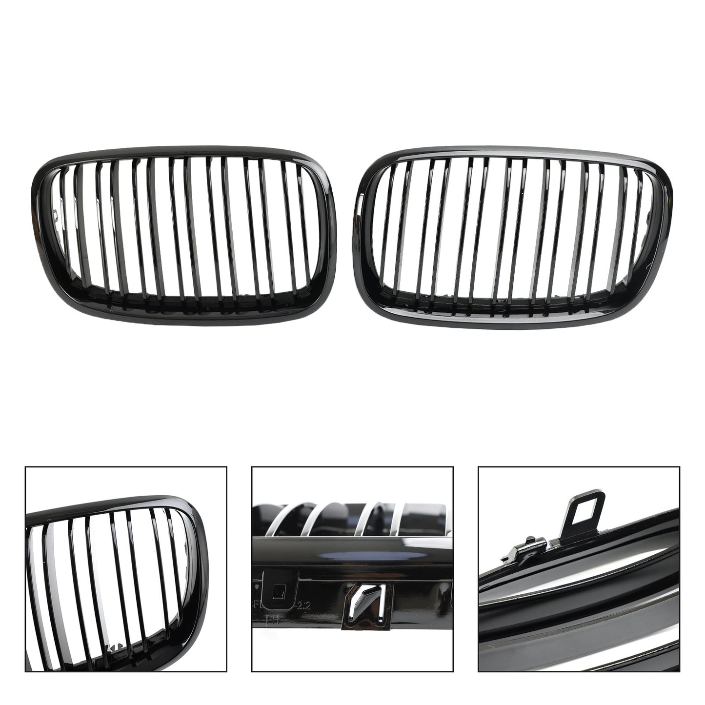 Front Bumper Kidney Grille Gloss Black for BMW X5 E70 (2007-2013)