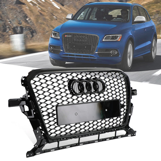 RSQ5 Style Honeycomb Mesh Grille Gloss Black for Audi Q5 13-17