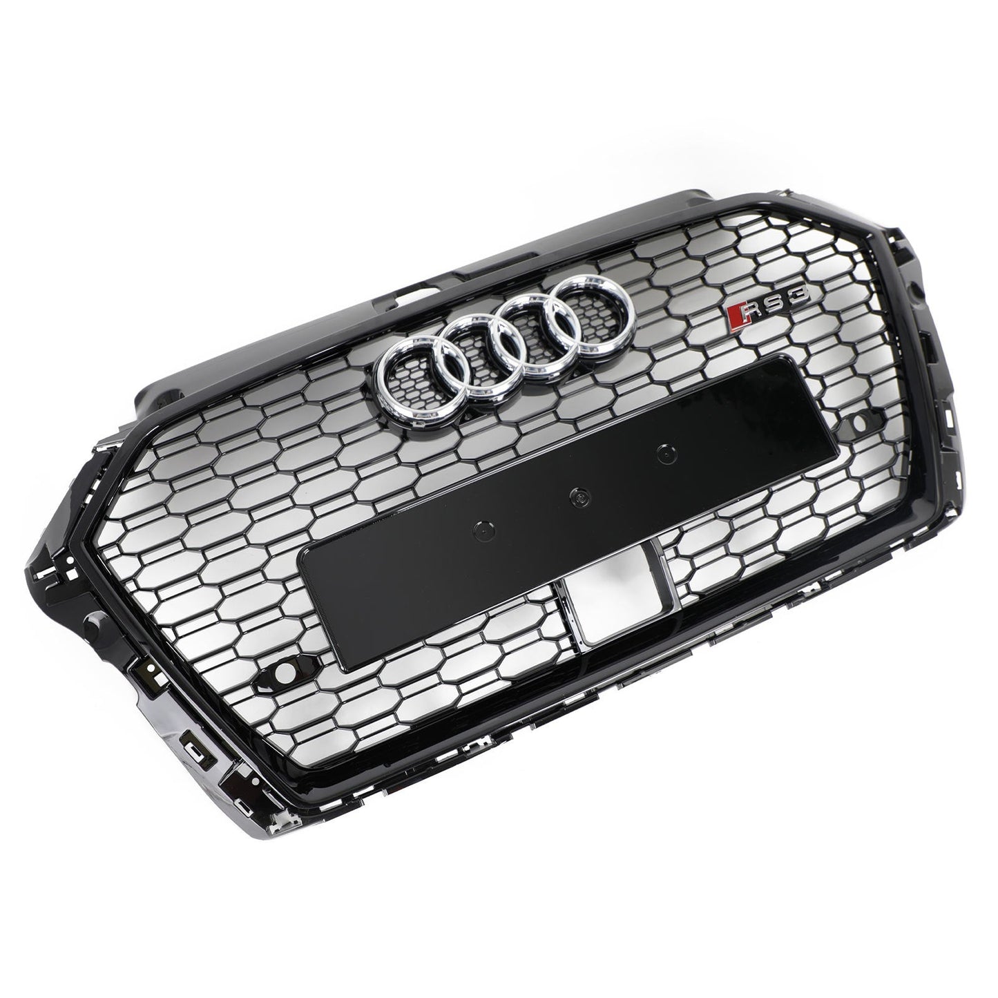 Honeycomb Front Grille RS3 Style Gloss Black for Audi A3 S3 with ACC (2017-2019)