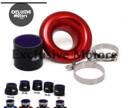 Jdm Universal Aluminum Intake Inlet Velocity Stack + Clamps+Silicone hose TK-BOV1009DDLB-76 - Tokyo Tom's