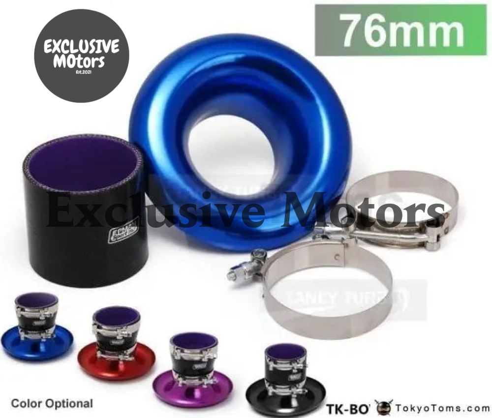 Jdm Universal Aluminum Intake Inlet Velocity Stack + Clamps+Silicone hose TK-BOV1009DDLB-76 - Tokyo Tom's