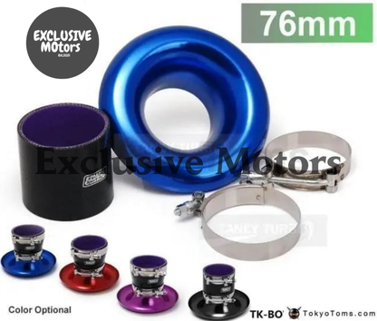 Jdm Universal Aluminum Intake Inlet Velocity Stack + Clamps+Silicone hose TK-BOV1009DDLB-76 - Tokyo Tom's