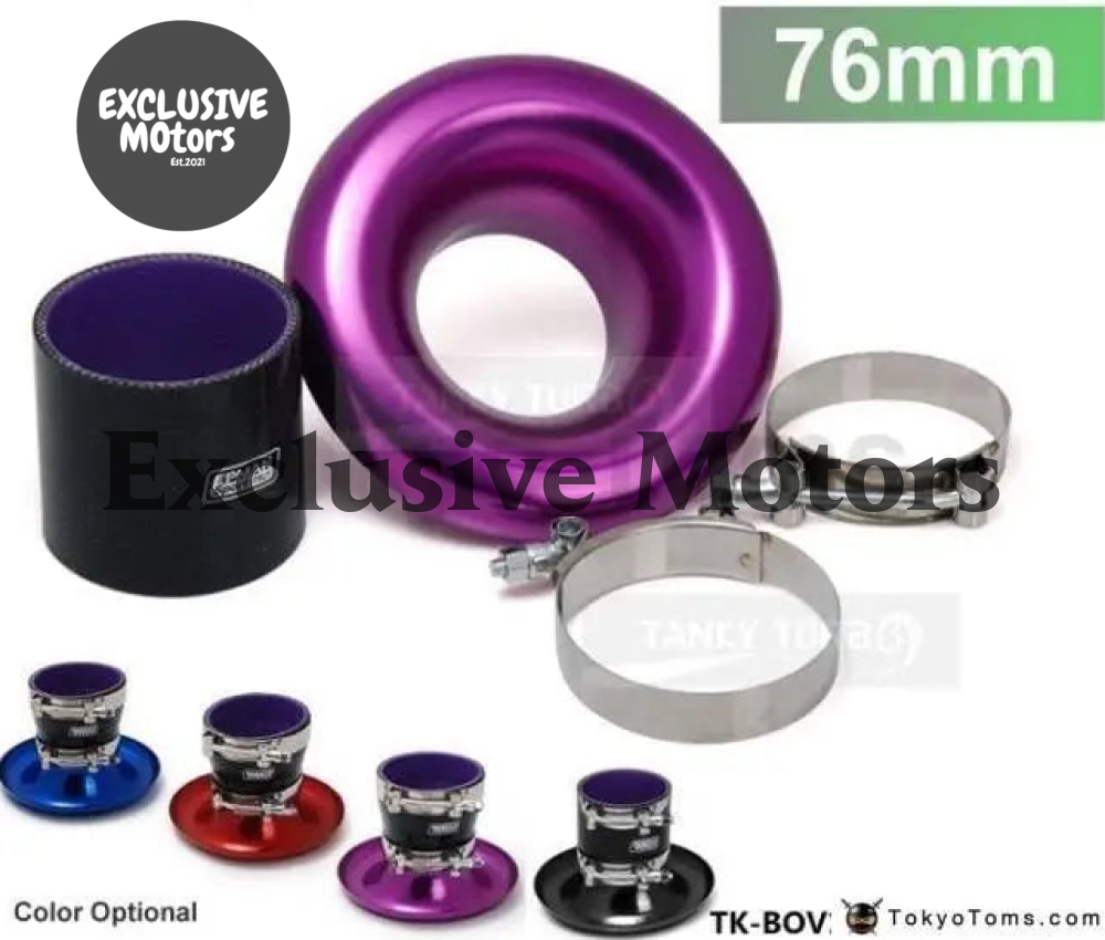 Jdm Universal Aluminum Intake Inlet Velocity Stack + Clamps+Silicone hose TK-BOV1009DDLB-76 - Tokyo Tom's