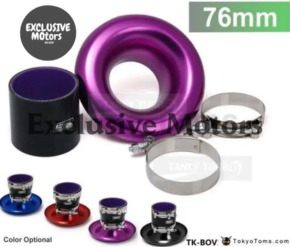 Jdm Universal Aluminum Intake Inlet Velocity Stack + Clamps+Silicone hose TK-BOV1009DDLB-76 - Tokyo Tom's