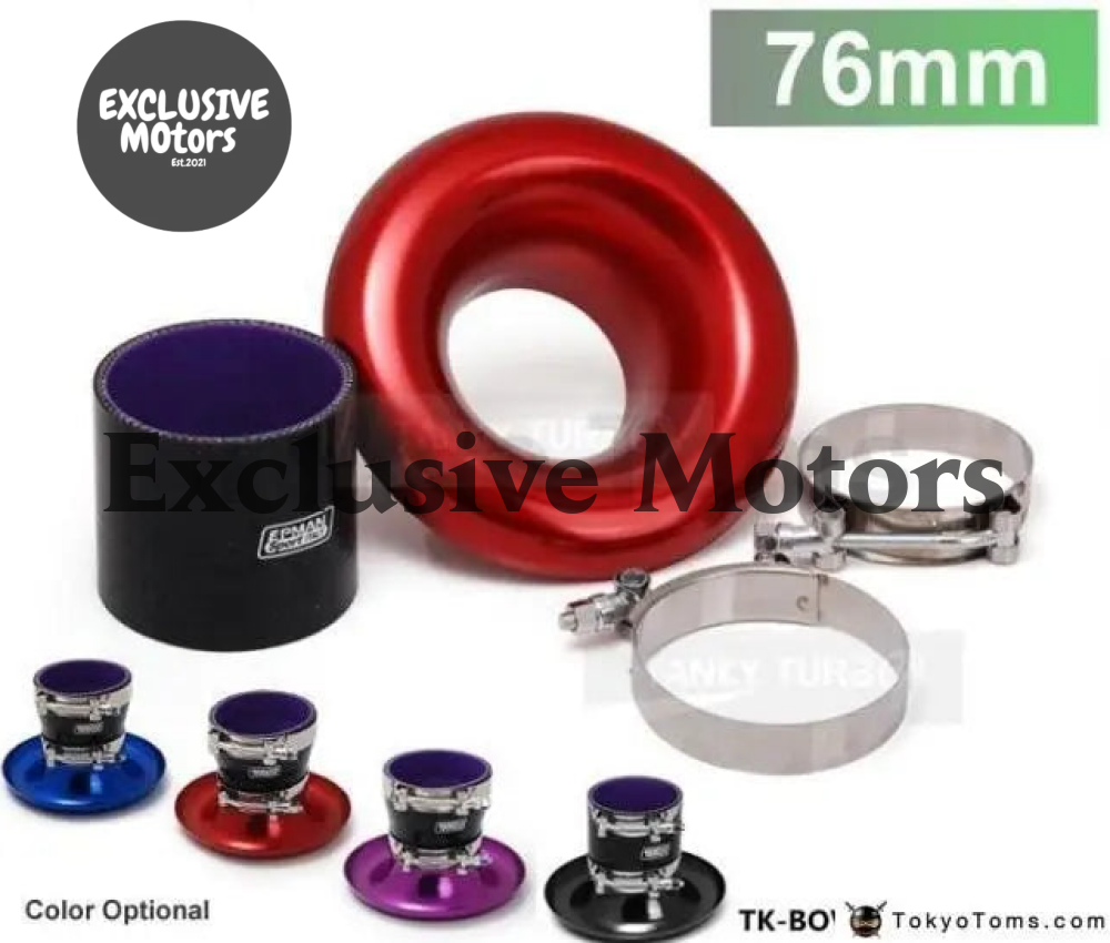 Jdm Universal Aluminum Intake Inlet Velocity Stack + Clamps+Silicone hose TK-BOV1009DDLB-76 - Tokyo Tom's