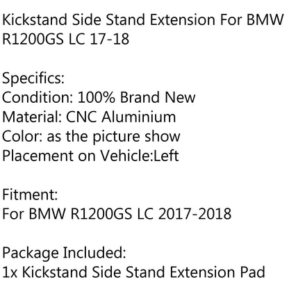 CNC Kickstand Side Stand Plate Extension Pad For BMW R1200 GS LC 2017-2018 Generic