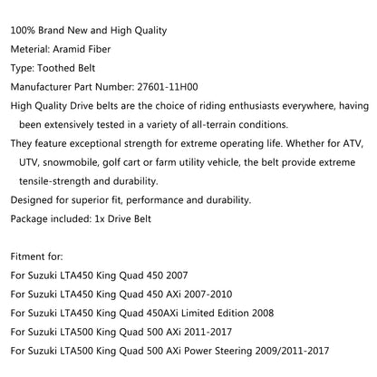 Drive Belt 27601-11H00 For Suzuki LTA450 King Quad 450 AXi 07-10 500 Axi 11-17 Generic