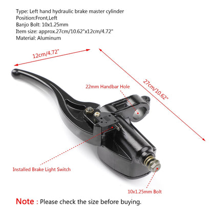 Front Left Brake Master Cylinder 22mm For Polaris Sportsman 400 500 600 700 800 Generic
