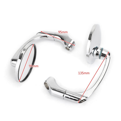 Pair M8 M10 Retro L-Bar Round Mirrors For Cafe Racer Bobber Custom Motorcycle Generic