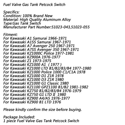 Fuel Petcock Valve Gas Tank Switch For Kawasaki A1 Samurai Z1 KZ1000 51023-043 Generic