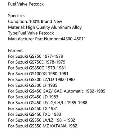Gas Fuel Petrol Valve Petcock 44300-45011 For Suzuki GS300 GS450 GS550 GS650 Generic