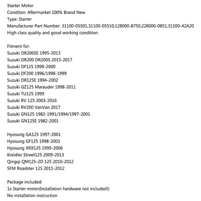 Motor Starter For Hyosung XRX125 1999-2006 Suzuki DR200SE 1995-2013 DR125E 94-02 Generic