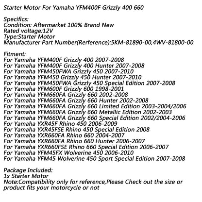 New Starter Engine Starting 9-Spline Fit For Yamaha 4WV-81800-00-00 4WV-81890-00-00 5KM-81890-00-00