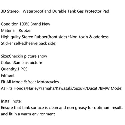 3D Rubber Tank Pad Protector Gas For Honda/Harley/Yamaha/Kawasaki/Suzuki Generic