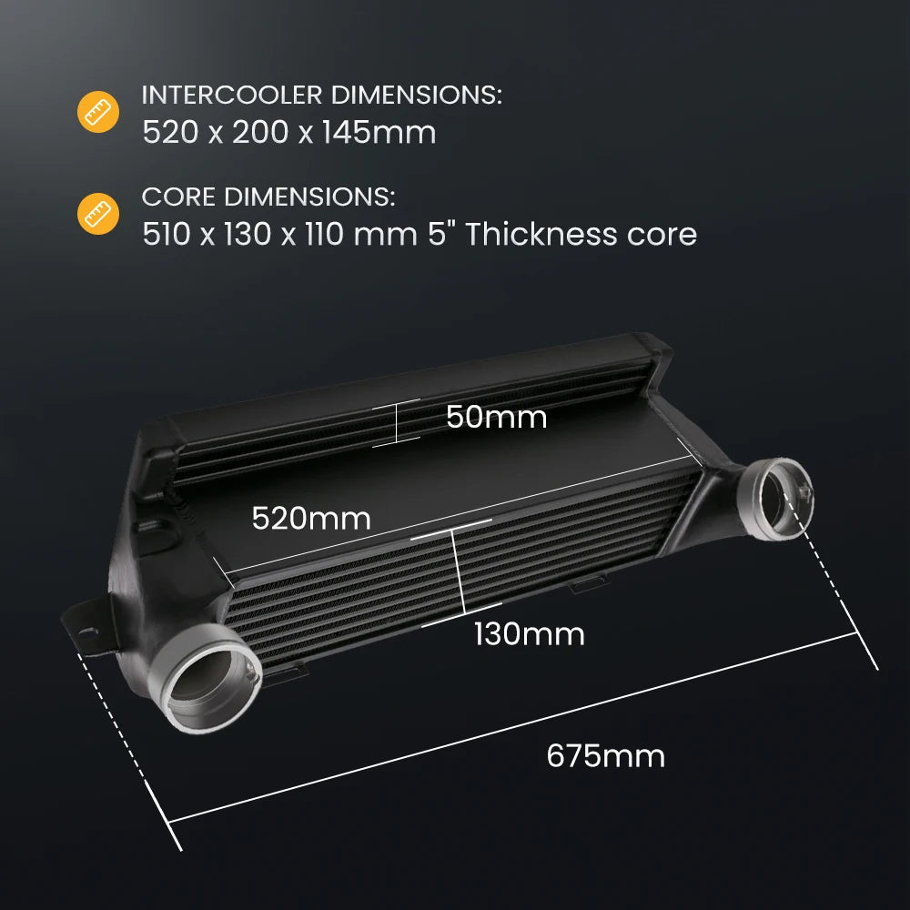 Front Mount Intercooler Turbo Engines For BMW 1M E82 2011-2013 Bar & Plate   520mm x 200mm x 145mm