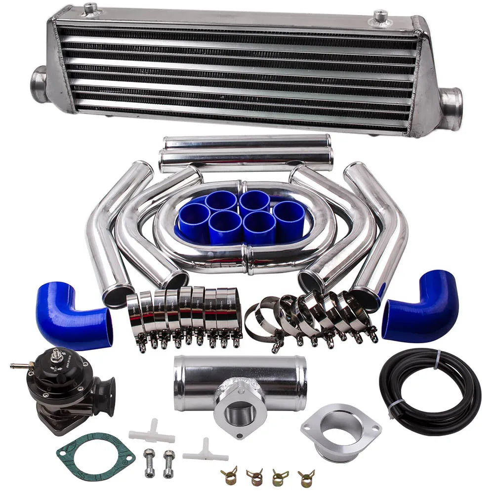 Maxpeedingrods  21''x 7''x 2.5'' Universal Tube & Fin Intercooler & 2.5" Pipe Hose Tube Kit & Type-S Blow Off Valve BOV
