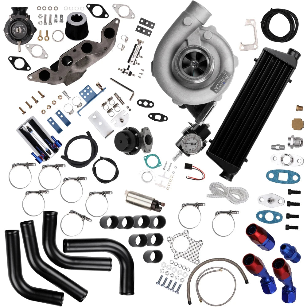 Maxpeedingrods T3 T4 Turbo Turbocharger Turbine + Intercooler Piping Kit for For Honda Civic DX Coupe 2Door For D17 GX LX