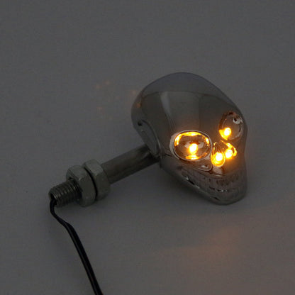 Motorcycle Skull Head Turn Signal Indicator Blinker 12V LED Amber Light Lamp Generic