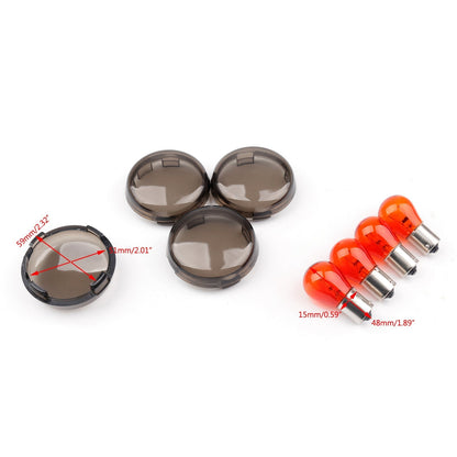 4pcs Turn Signal Light Lens Cover + Bulbs For Harley XL 883 48 Sportster Generic